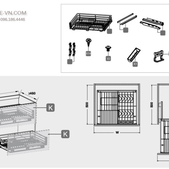 Bộ Rổ Úp Bát Verona Series 800mm Hafele 549.03.155