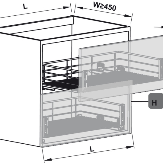 Rổ Kéo Cửa Tủ Verona Series 450mm Hafele 549.03.142